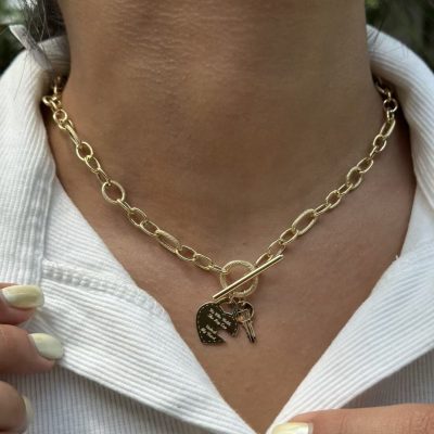 گردنبند تیفانی با قفل تی